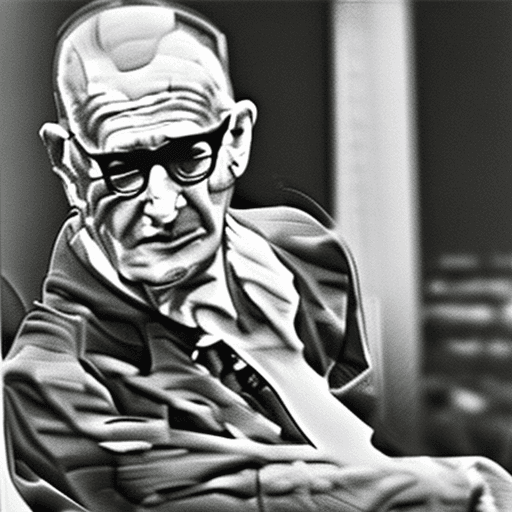 AI generated: Hyper realistic le corbusier raising his left arm
