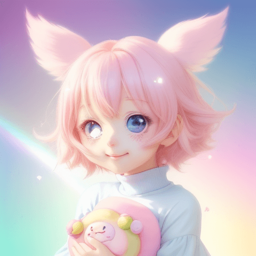 AI generated: Candid Shot, a cute anime mascot dissolving into adorable, pastel hues, blending into a soft, pastel...