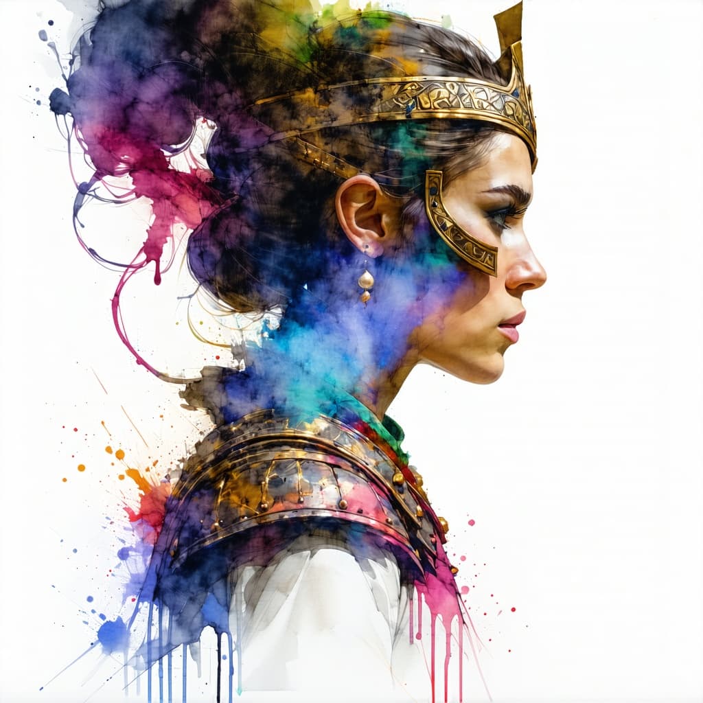 AI generated: strong warrior princess| centered| key visual| intricate| highly detailed| breathtaking beauty| prec...