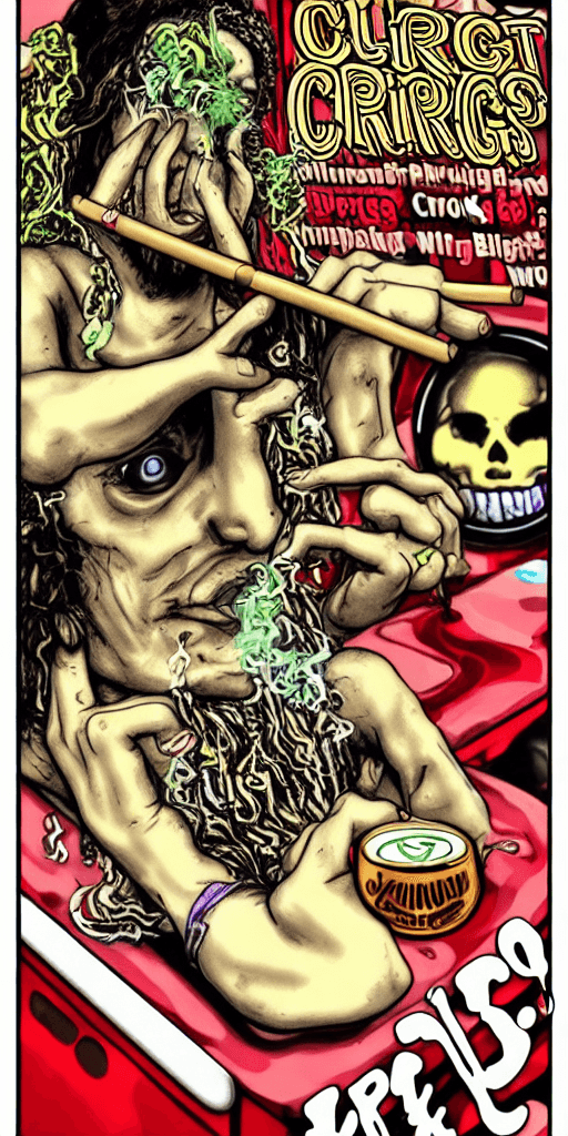AI generated: 3 ring circus, wake and bake, cannabis, every one smoking a blunt, exhaling smoke,Hyper realistic. ....