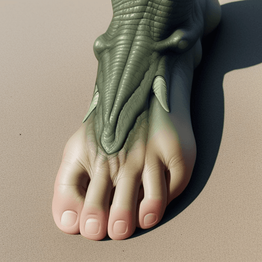 AI generated: a human foot that looks like a dinosaur's foot