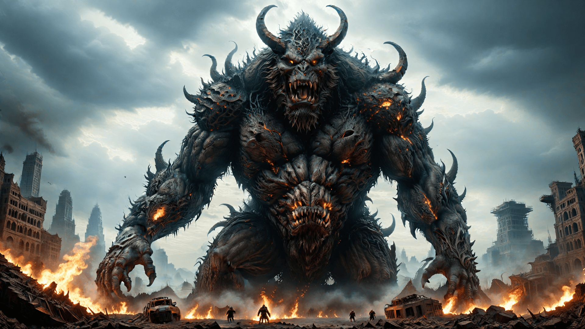 AI generated: Generate a visually terrifying masterpiece depicting an apocalyptic beast from the underworld, bibli...