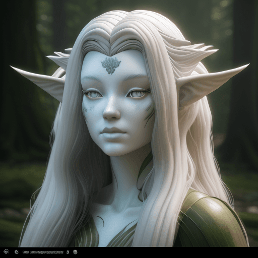 AI generated: beautiful forest deity woman :: long hair :: pale skin :: in giant ancient tree background :: by Mou...