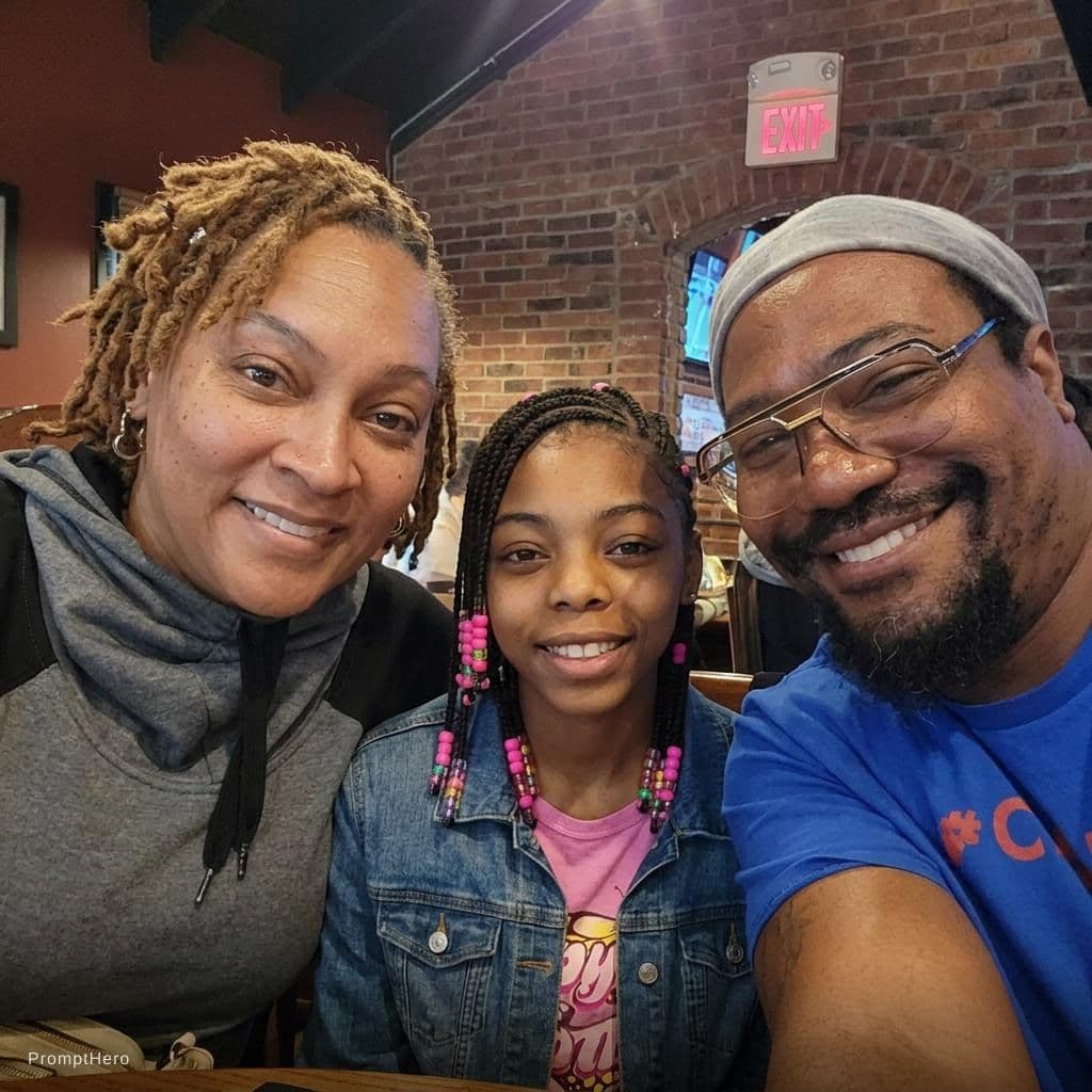 AI generated:  make the mother look closer to the real thing. daughter is fine
