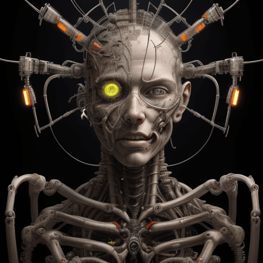 AI generated: Extremely high resolution masterpiece of a portrait of a beautiful cyborg with anatomical, mechanica...