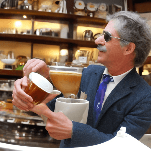 AI generated: camaleon nadando en una tasa de cafe
