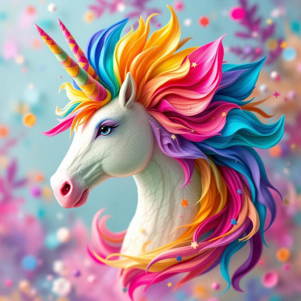 AI generated: ponicornio de colores pasteles volando con fondo transparente

