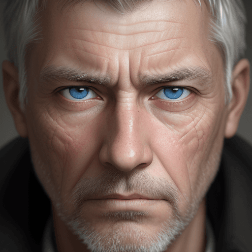 AI generated: 
“Portrait photography, a highly detailed close-up of a man who looks hesitantly to the right, his e...