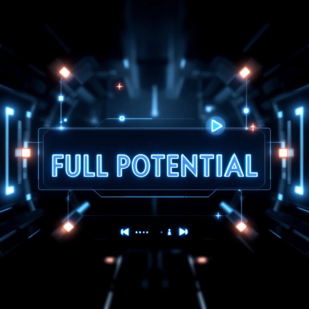 AI generated: A sleek and modern design featuring the text 'Unlock the Full Potential of the Player' in bold, dyna...