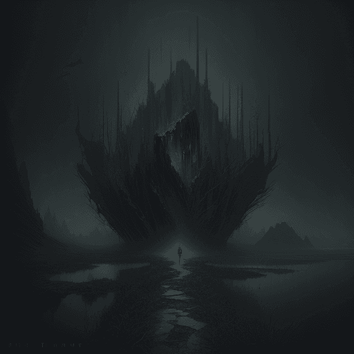 AI generated: landscape painting album cover titled "Fragments," dark design, textured details, surreal atmosphere...