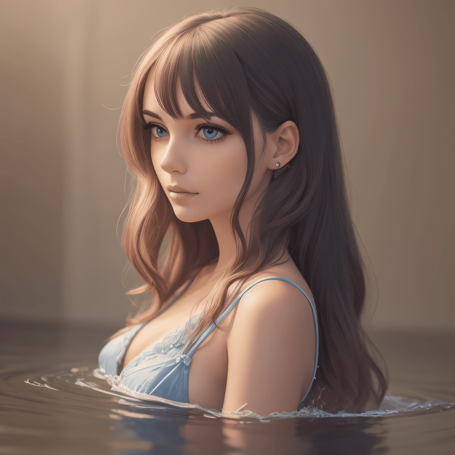 AI generated: Woman with water-shaped hair