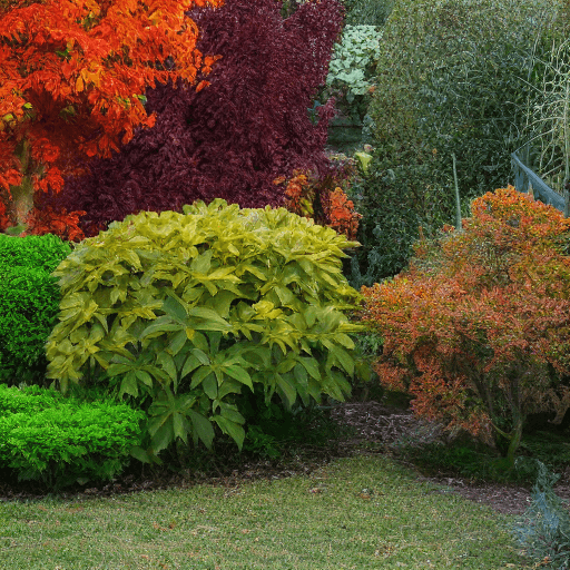 AI generated: several plants in a garden with dim colors in autumn, 8k