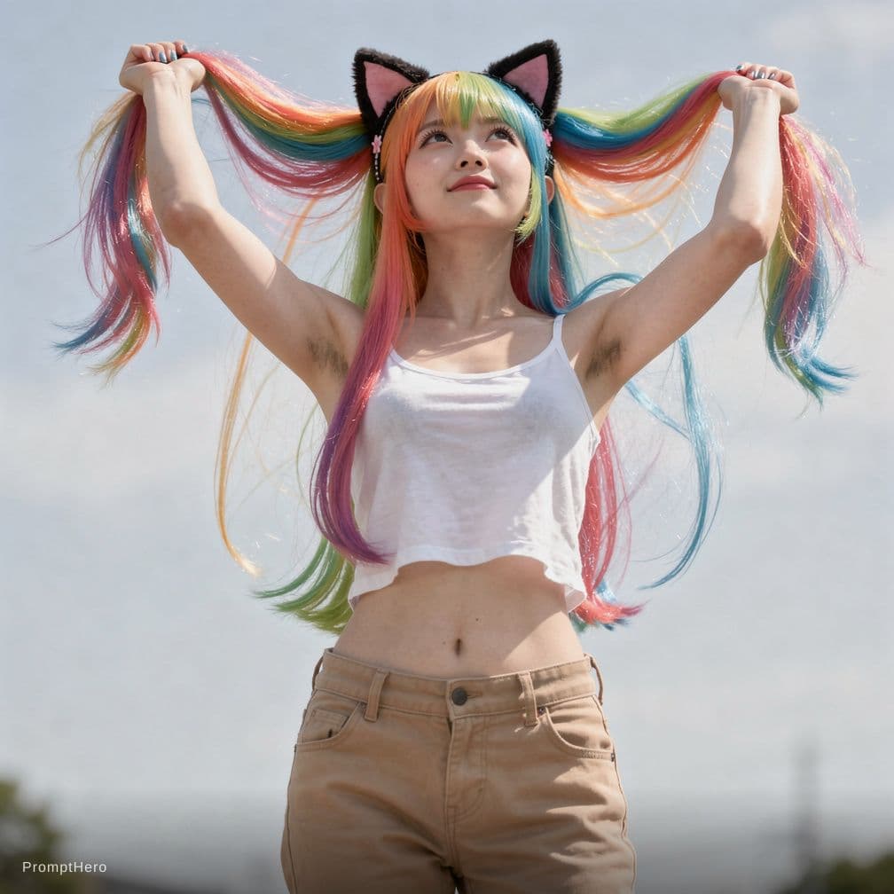 AI generated: 1 female, Japanese, [armpit hair v1], hairy armpits, long armpit hair, black (armpit hair:1.5), armp...