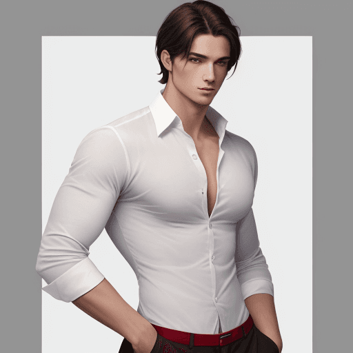 AI generated: The depicted man is full-length with a beautiful physique and appearance. He is a brunette with red ...