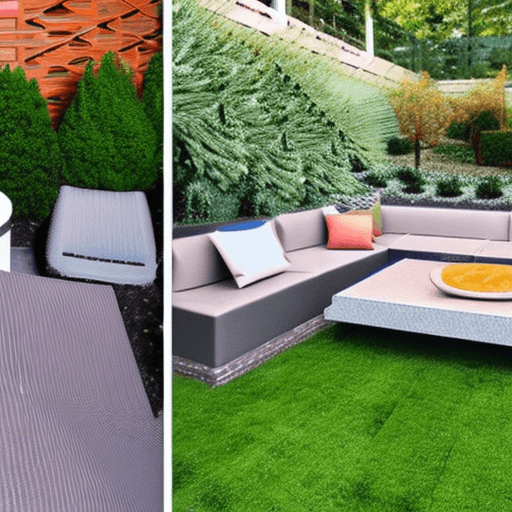 AI generated: high resolution photography landscape design, absolutely open space snack-bar and blended with the g...