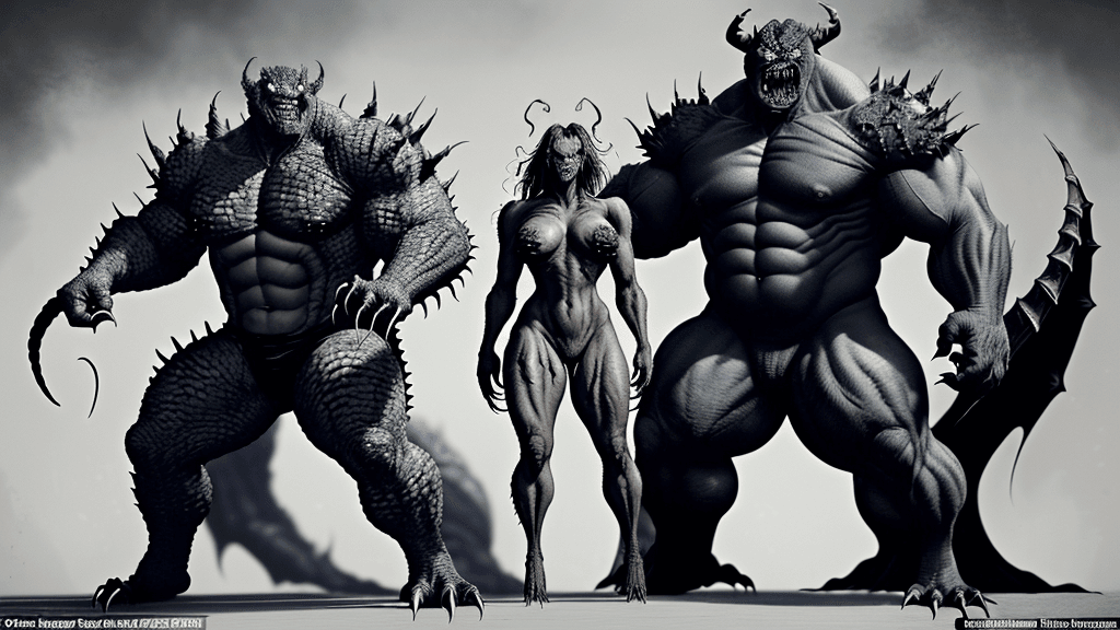 AI generated: fearsome and grotesque creatures, born from dark experimentation and genetic manipulation. Each mons...