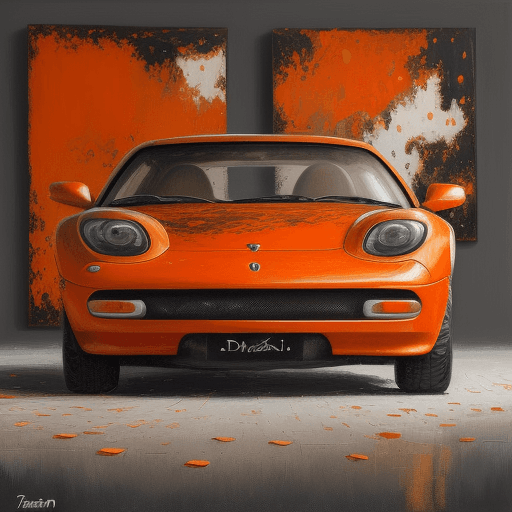 AI generated: Car Dusan impasto technique, oil painting, contemporary era, primarily monochromatic with accents of...