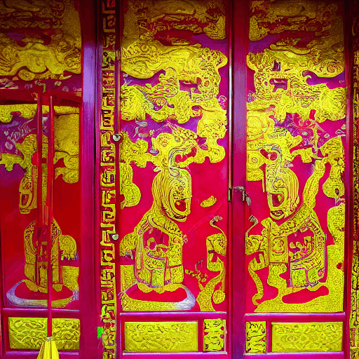 AI generated: Door god in a Chinese temple