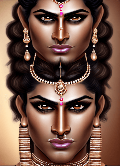 AI generated: photorealistic, portrait of an hairy Indian muscular strongwoman, hyper detailed symmetrical face, a...