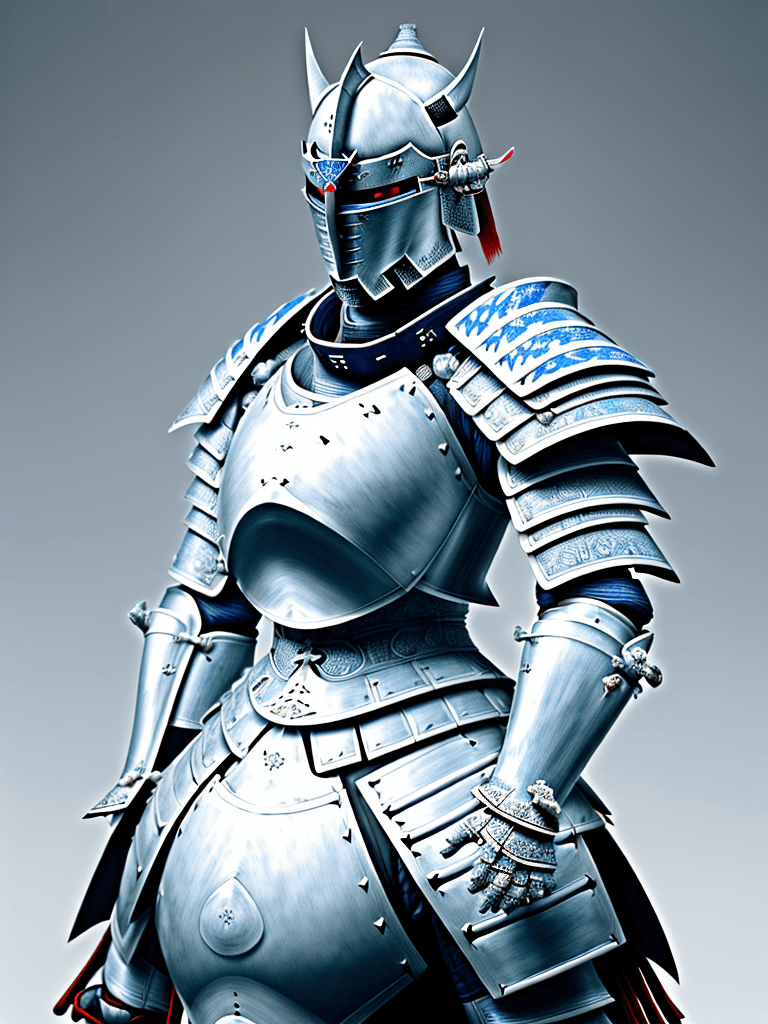 AI generated: epic digital portrait of a brutal samurai knight in ceramic armor, Knight samurai made out of porcel...