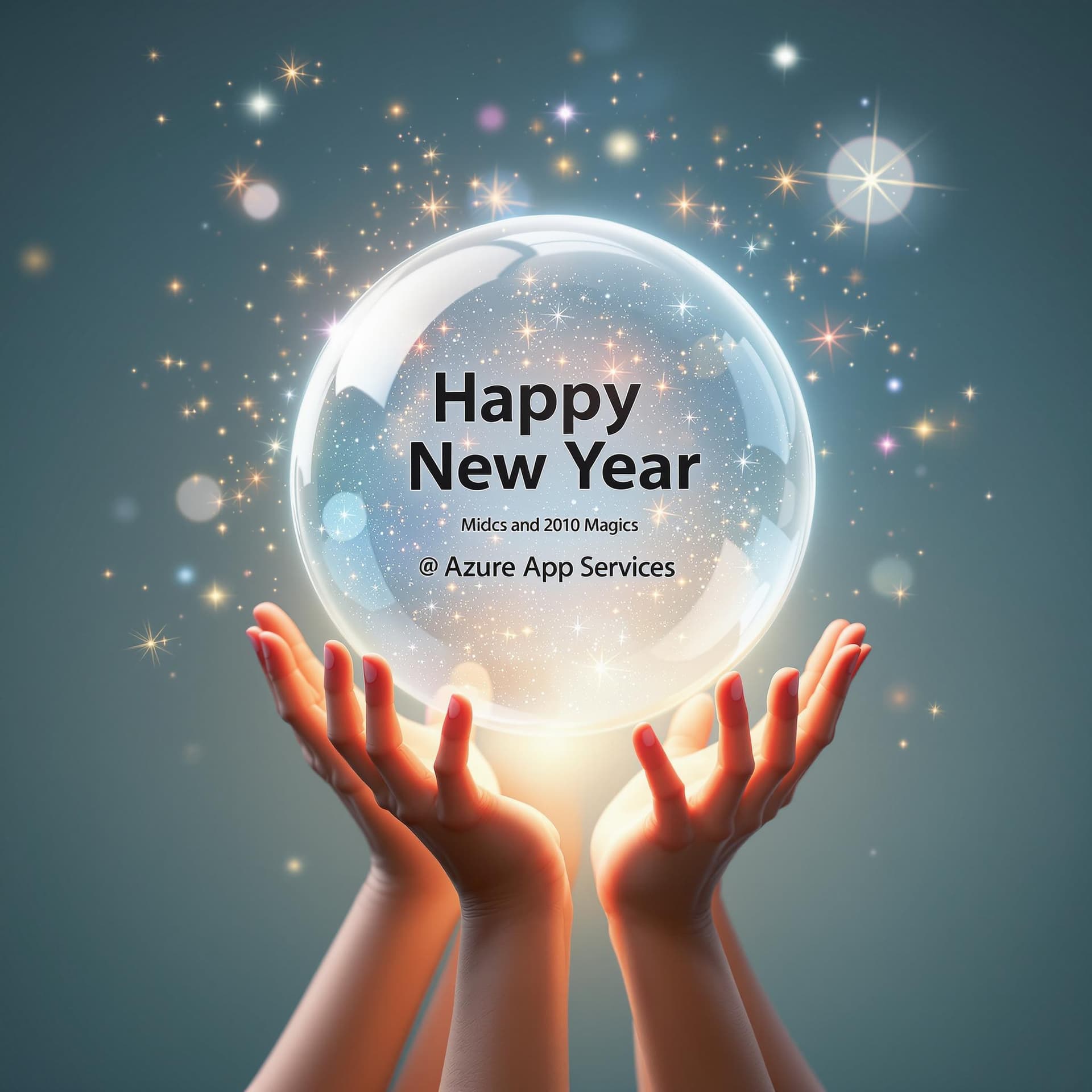 AI generated: a magic ball in the air, it contains a whole world of New Year's AI cool magic and two lines of sent...