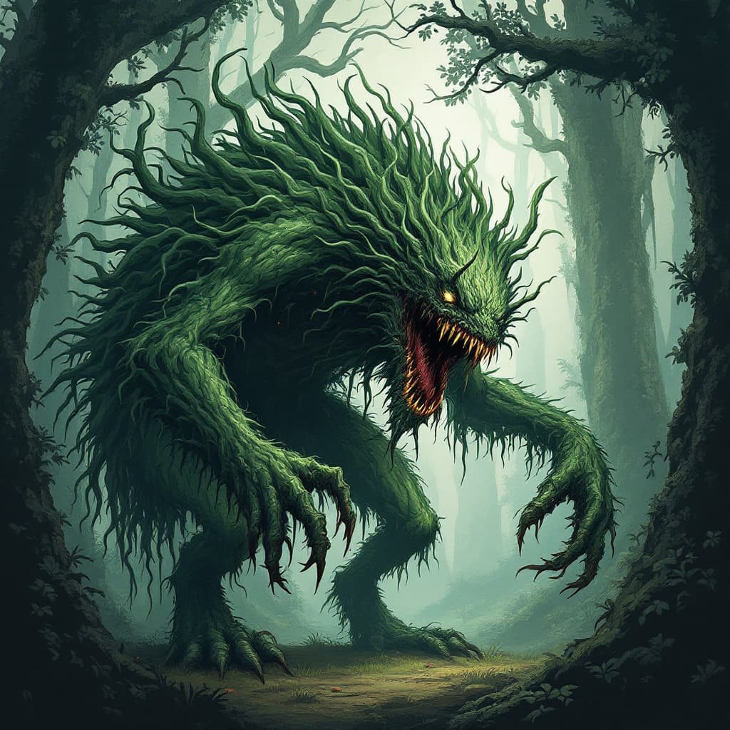 AI generated: creepy mythical forest creature
