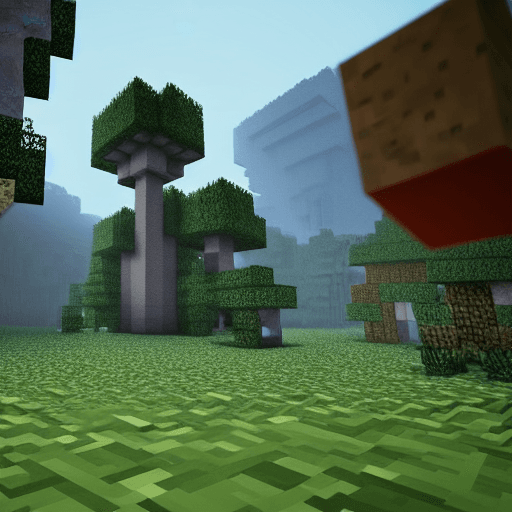 AI generated: minecraft, minecraft blocks, blocky terrain, cube environment, biomes, eerie, mist, mekanism mod, 4K...