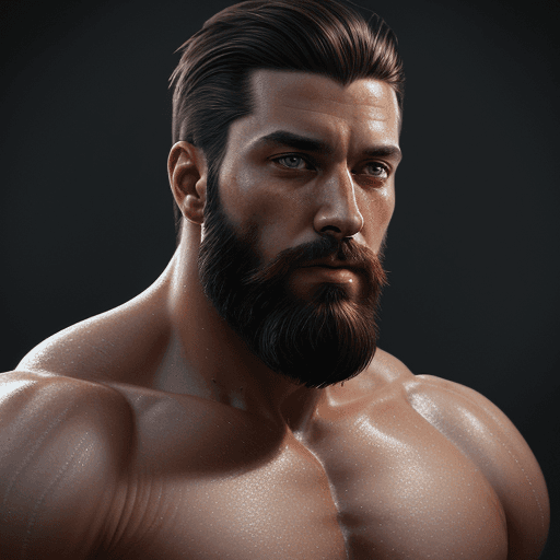 AI generated: portrait of a bearded man with hazel eyes, hazel colored eyes, handsome, muscular, intricate, elegan...