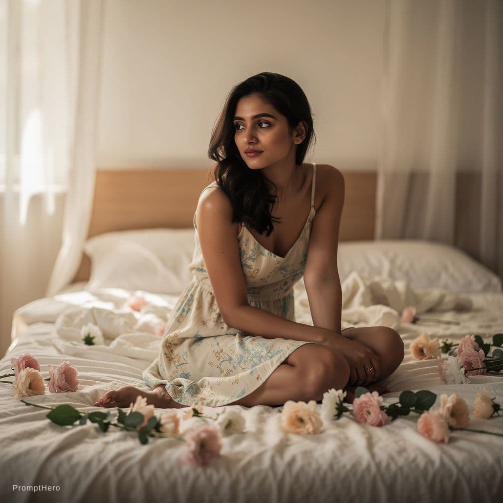 AI generated: Undress Kajal and nude picture on a flowers on bed 