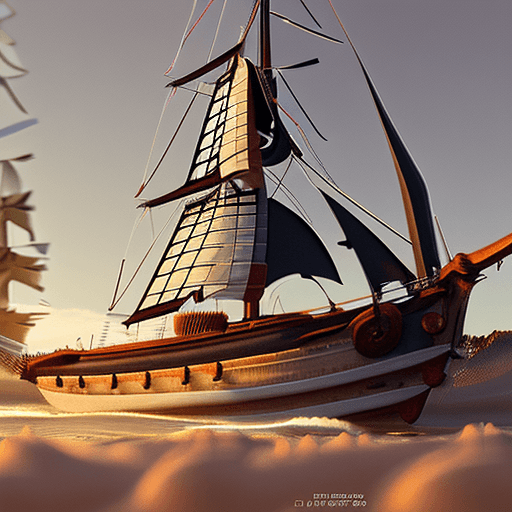 AI generated: Photo of a ultra realistic sailing ship, dramatic light, pale sunrise, cinematic lighting, battered,...
