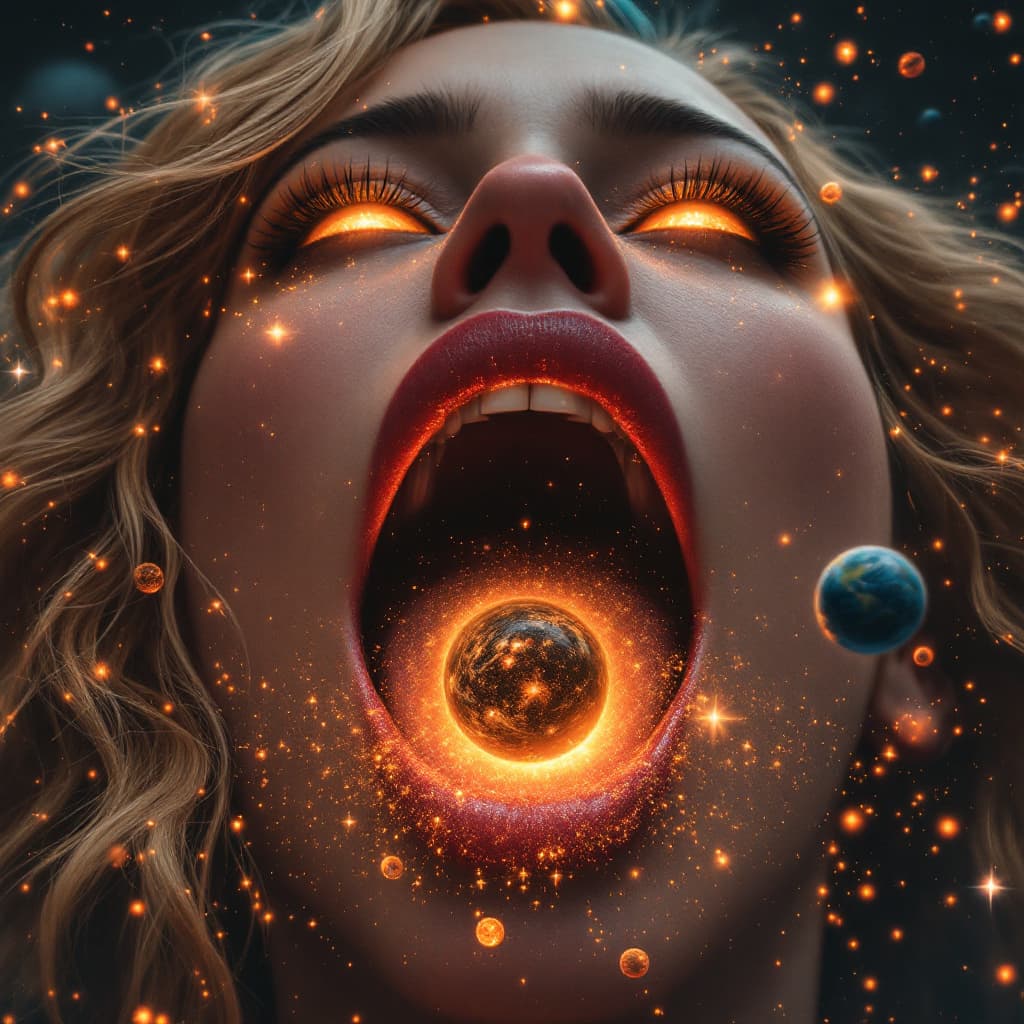 AI generated: enormous giantess brie larson captain marvel
bigger than a galaxy tongue out floating in space, minu...