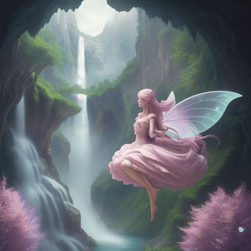 AI generated: two beautiful fairies floating ((anatomically)) one has pink hair and the other lilac the air breeze...