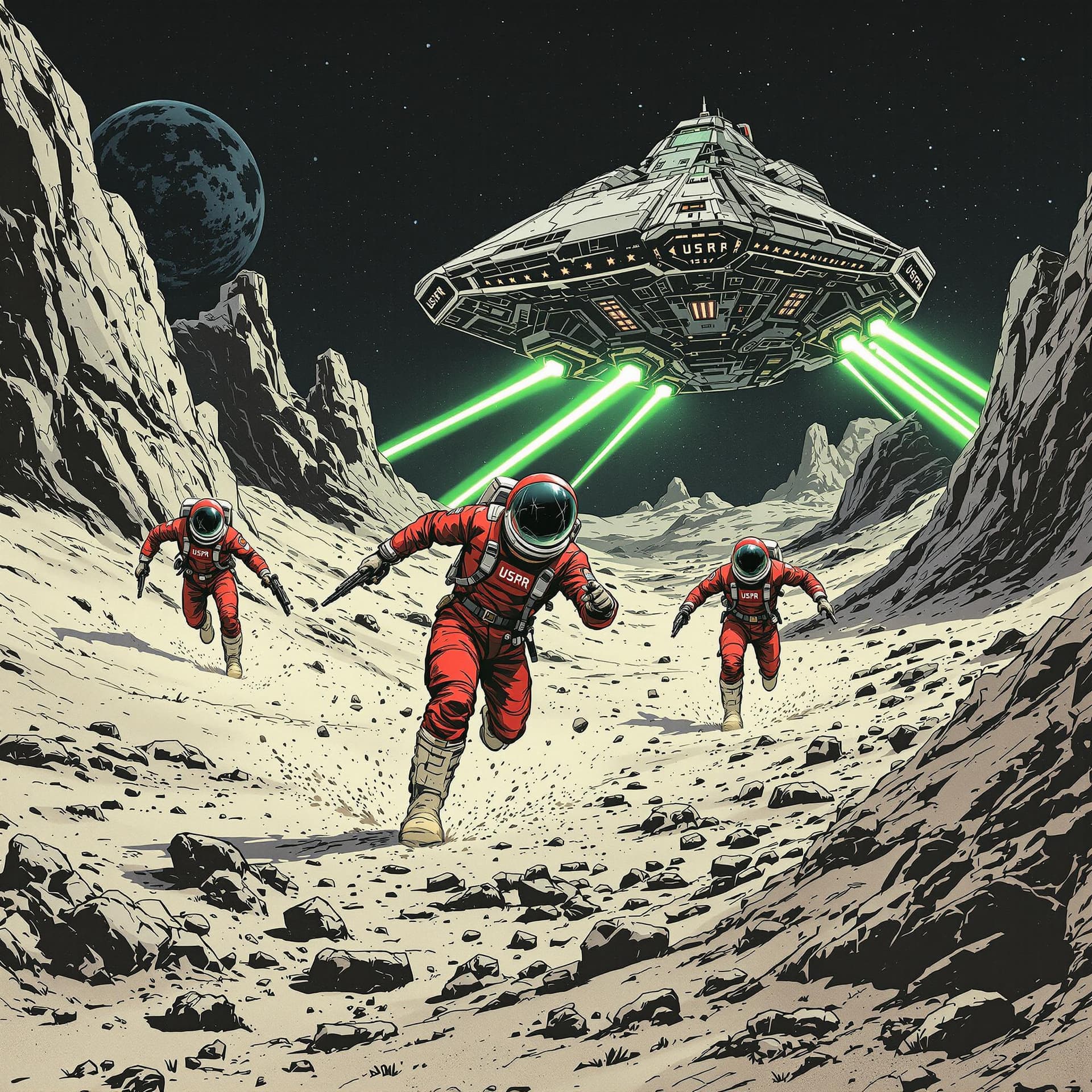 AI generated: A dark, gritty comic-style illustration, rich with hand-drawn textures, heavy inking, and a worn, we...