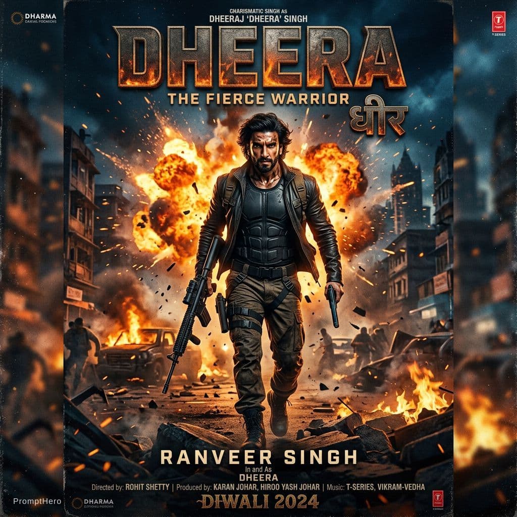 AI generated: Bollywood style hero poster 