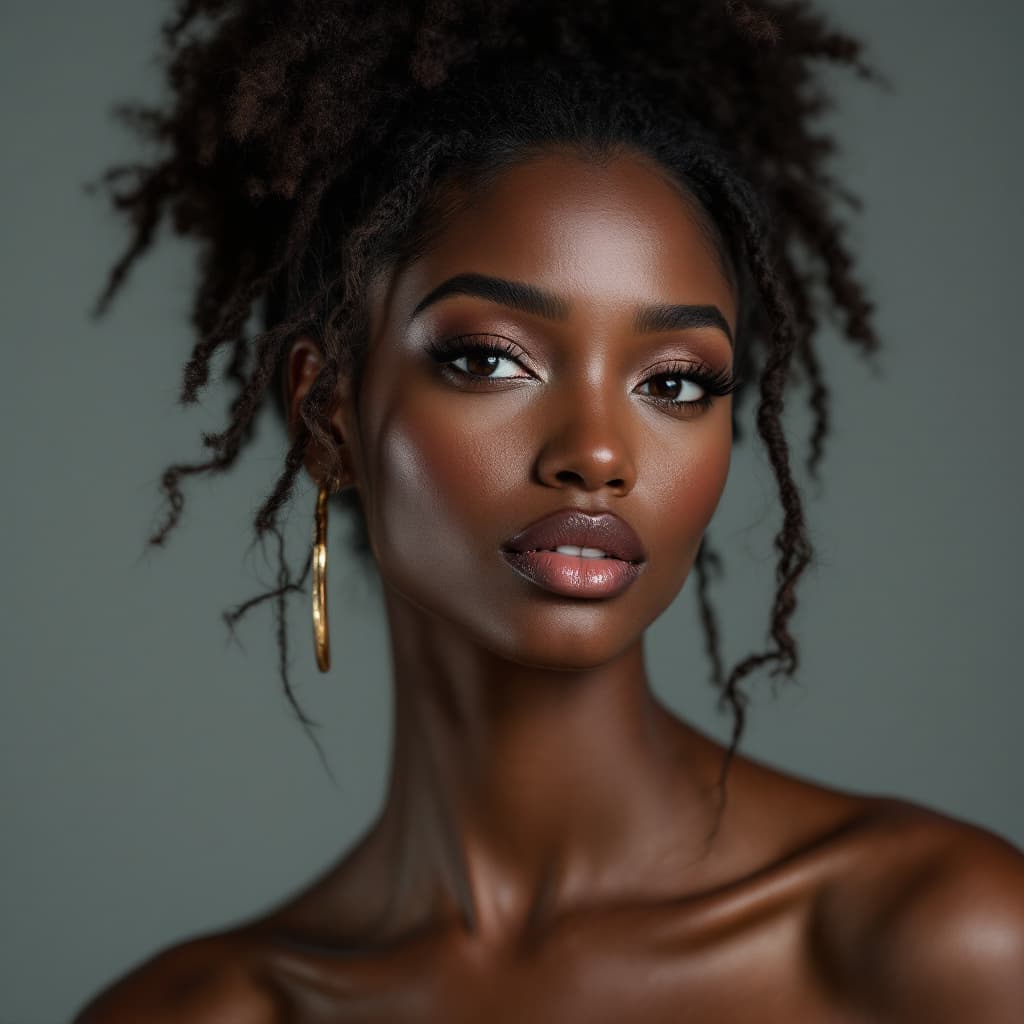 AI generated: A shiny dark skinned lady that seem curious, engaged, and likely interested in topics like Web3, gam...