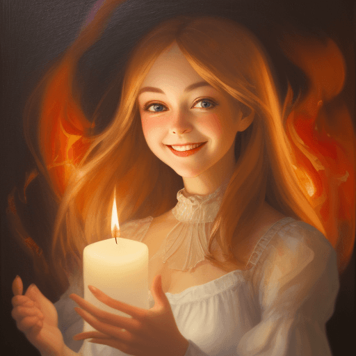 AI generated: A warm, impressionistic painting of a super cute woman smiling gently, her big reflective eyes focus...