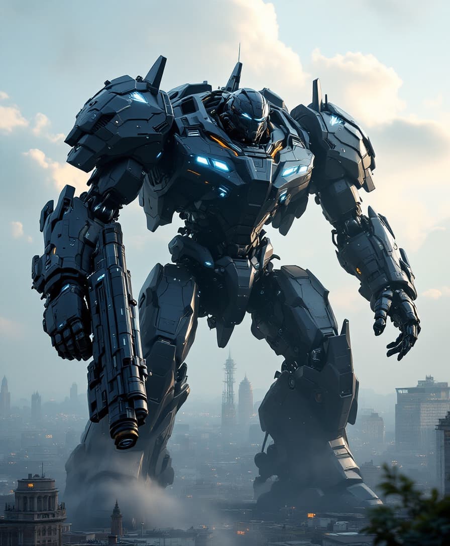 AI generated: A vision of the future where technology has advanced significantly, resulting in a colossal black me...