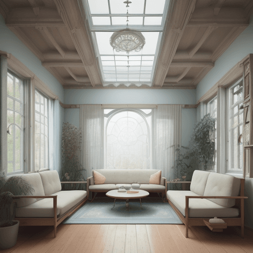 AI generated: High resolution photography interior design, dreamy sunken living room conversation pit, wooden floo...
