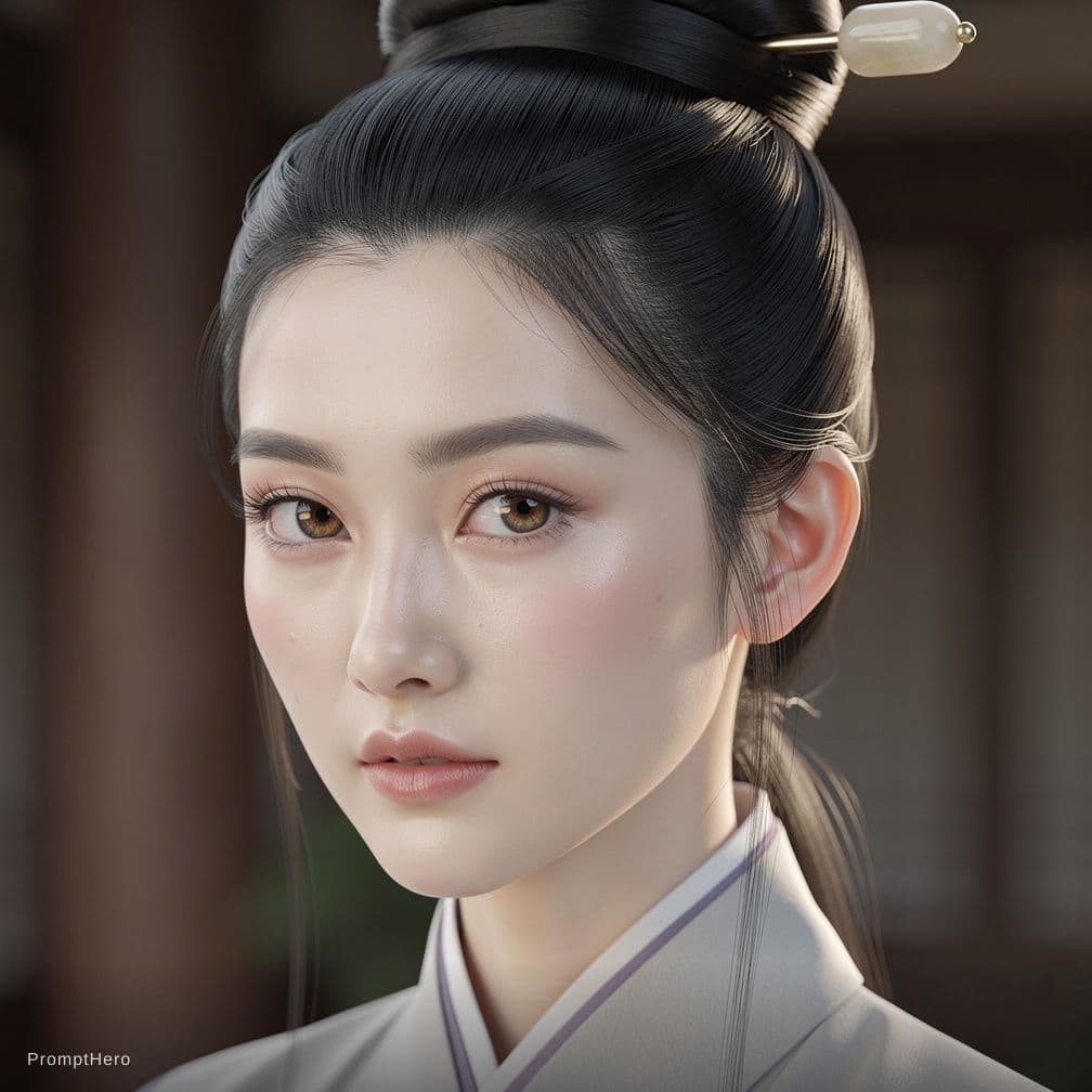 AI generated: [Core Identity]:
A photorealistic close-up portrait of a unique, graceful 17-year-old Chinese noble ...