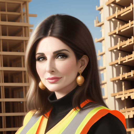 AI generated: Construction builder pretty woman black oval nose
