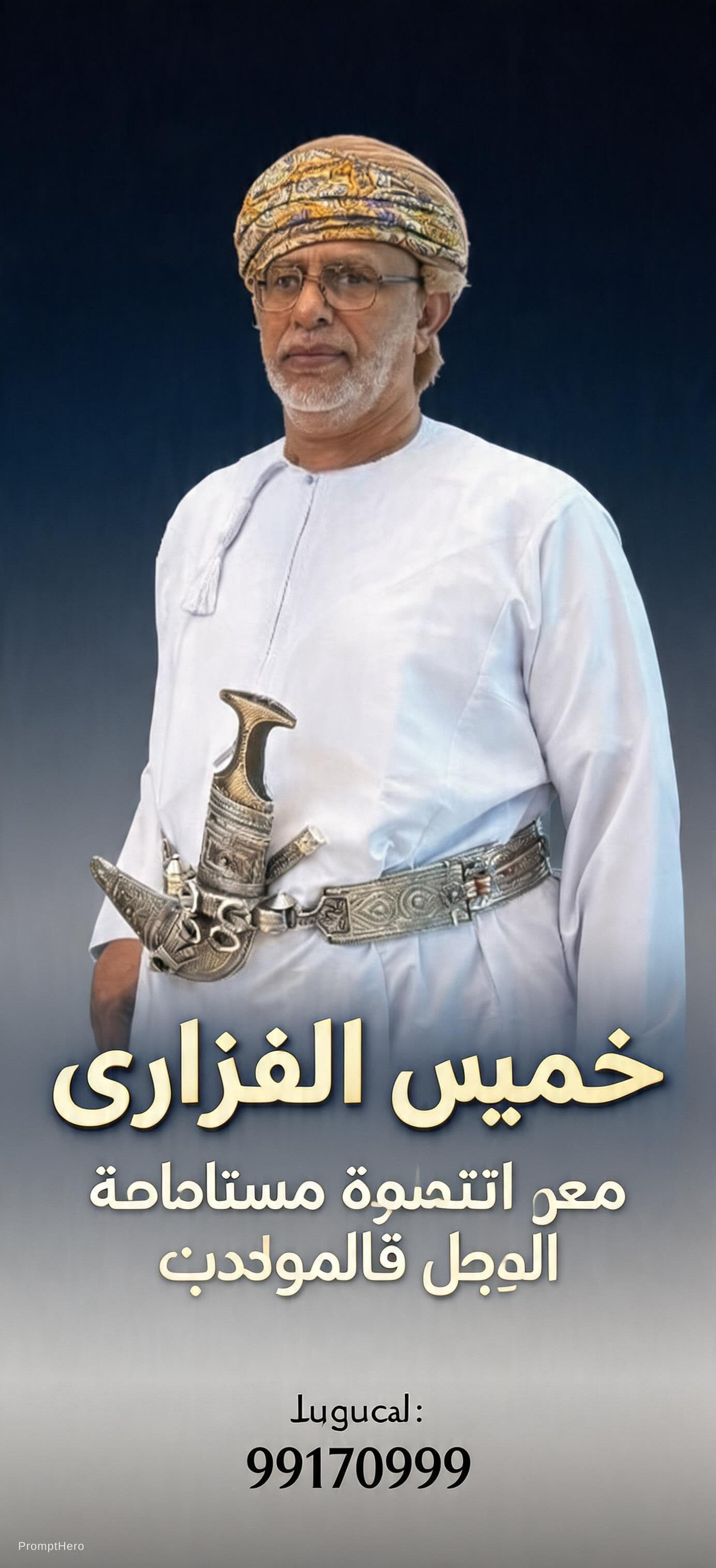 AI generated: Transform this image into a high-end official election campaign poster of a single Omani male candid...