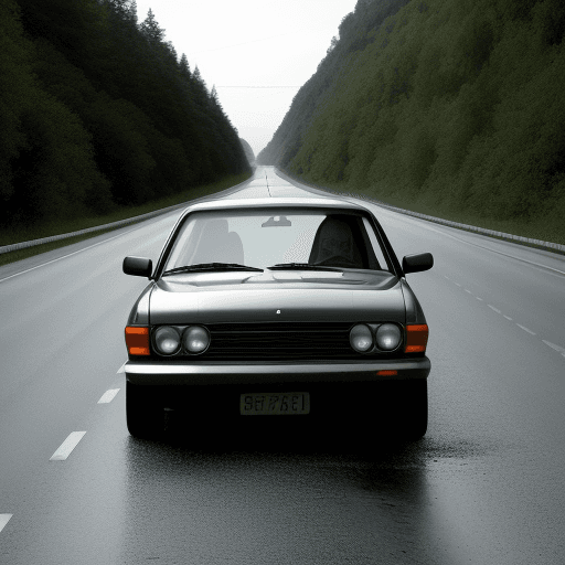 AI generated: The car is stopping on the road