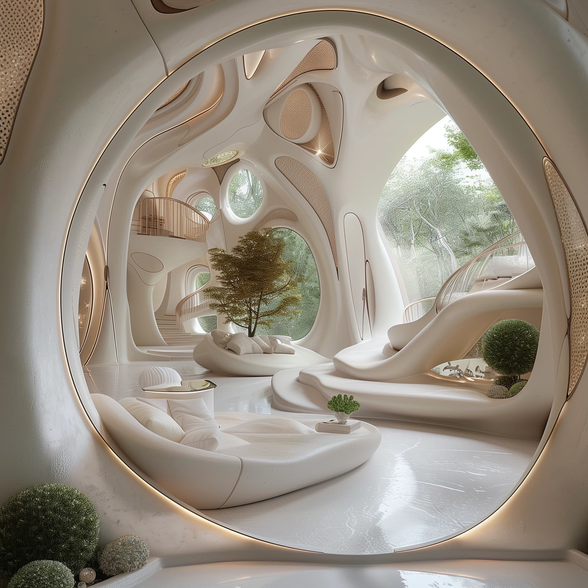 AI generated: Interior design of a home on the planet Venus, decorated beautifully with an artistic and inspiratio...