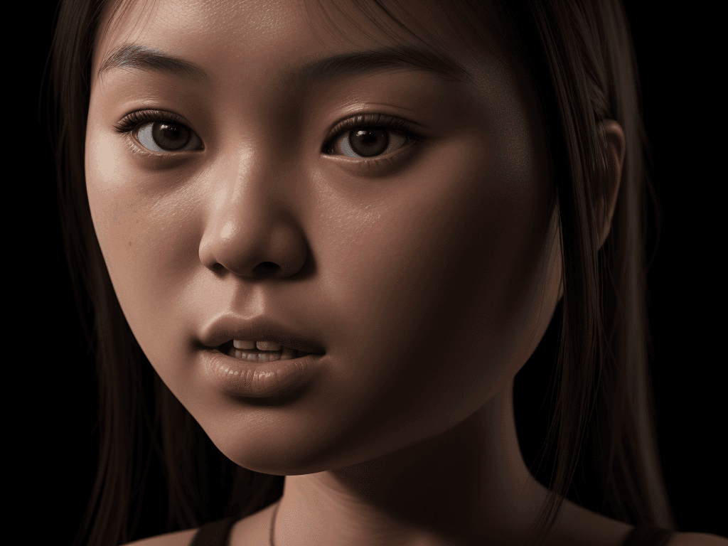 AI generated: Girl teenager, Asian, Close up, black background, High resolution photography photorealistic, realis...