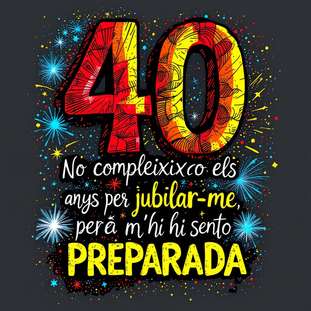 AI generated: text for tshirt to celebrate 40th birthday
the text is: No compleixo els anys per jubilar-me, però m...