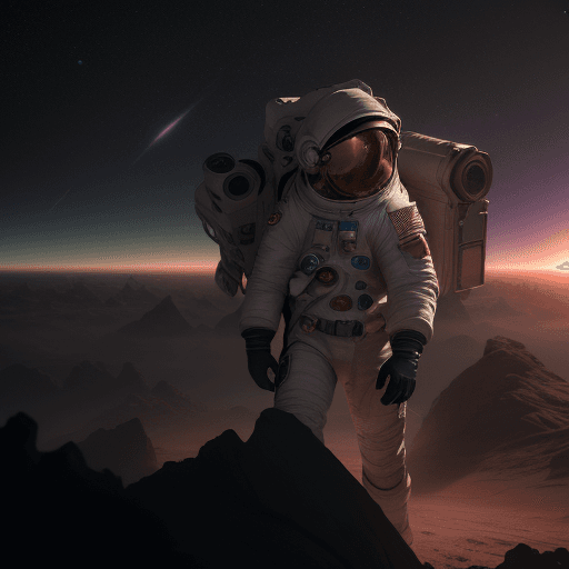 AI generated: Photo of a space treasure hunter going through cosmos, dramatic light, pale sunrise, cinematic light...