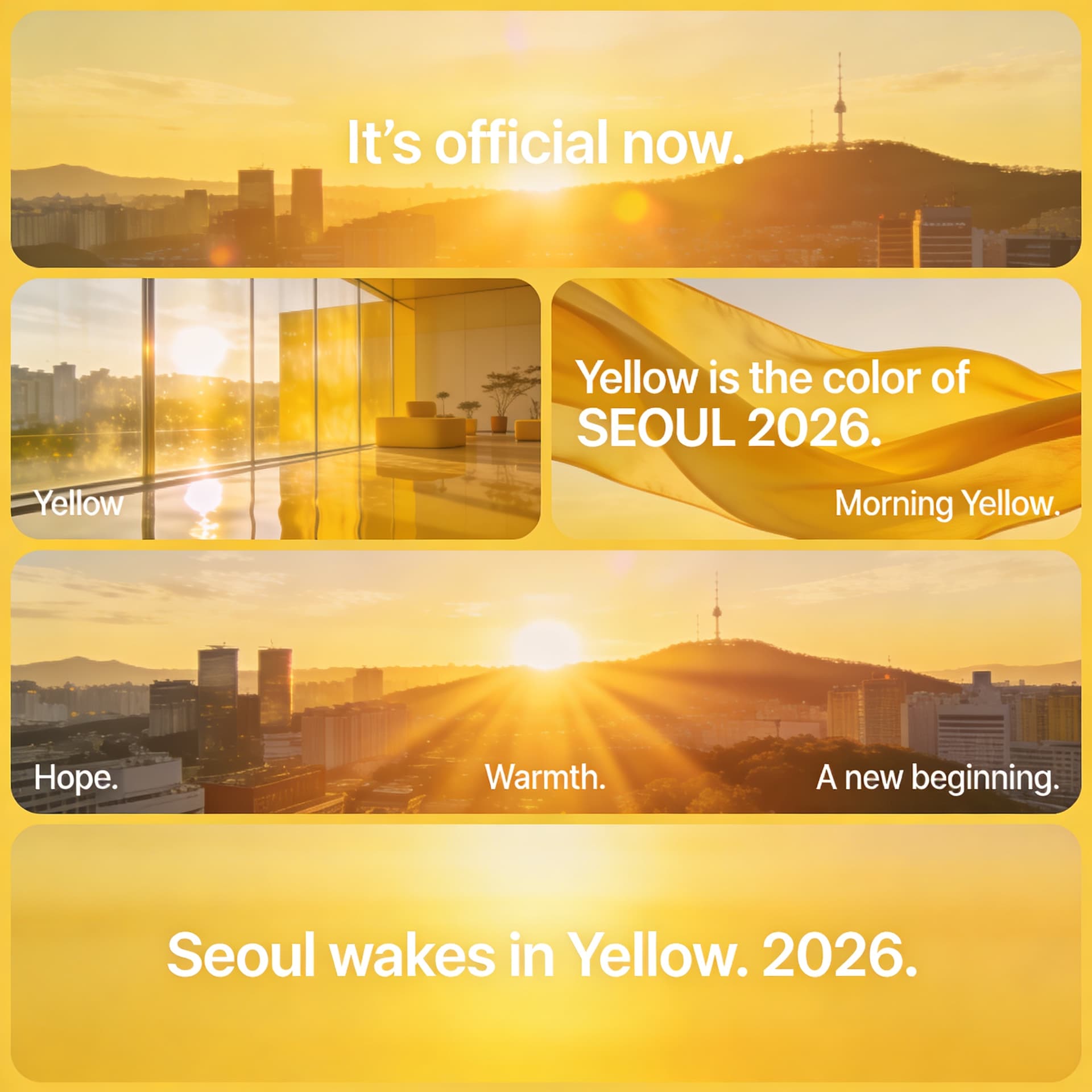 AI generated: Create a cinematic, vertical 9:16 Instagram reel announcing that Yellow is the official color of Seo...