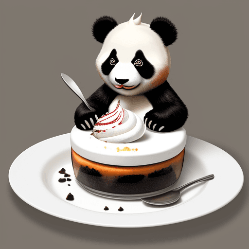 AI generated: warrior panda eat dessert