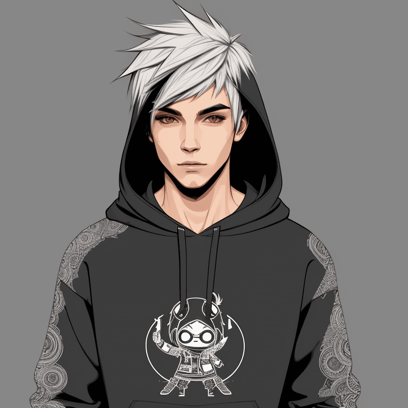 AI generated: Create intricate nvinkpunk style sketch, of a male character wearing Hoodie, vector