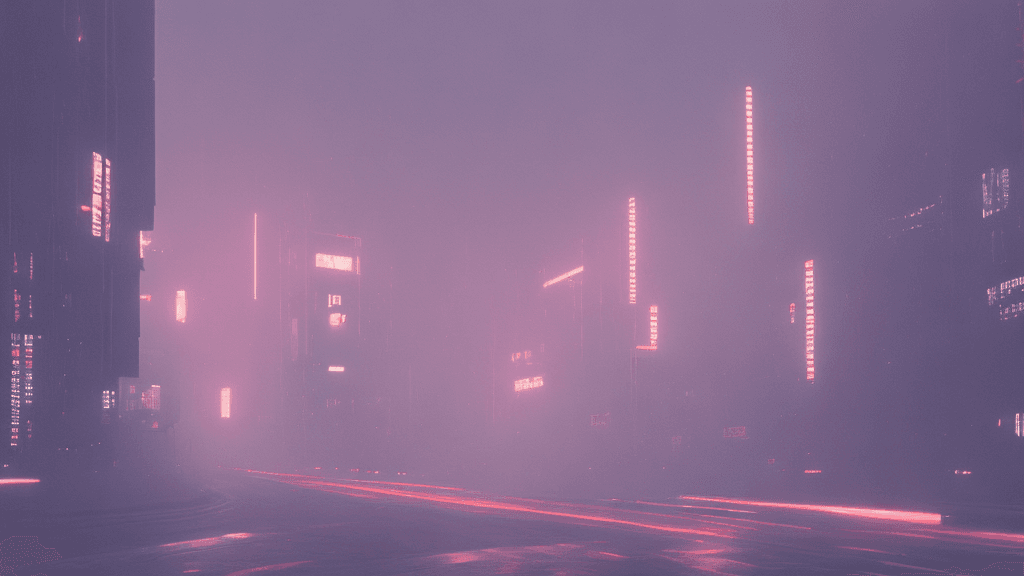 AI generated: photograph of a 1980s futuristic cyberpunk city, night, natural lighting, foggy, gloomy, shot on 70m...